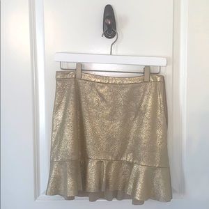 Gold mini skirt